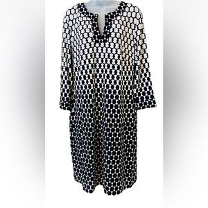 Donna Morgan Dress Geometric Black White Size 14 Career Office